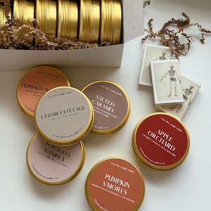 Fall Candle Travel Tins | Coconut Wax Candles | Woodwick candle | Mini Travel Candle | Autumn | Pumpkin Candles | Halloween | Fall Decor