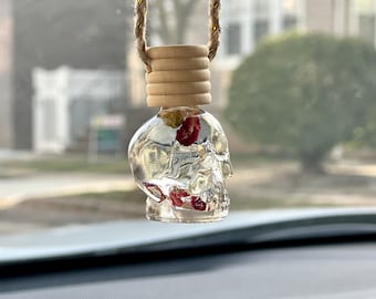 Skull Car Diffuser with Botanicals | Hanging Air Freshener Accessory