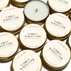Vanilla Waffle Cone | 2 oz Travel Candle Tin | Candle Favors | Gifts for her
