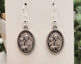 St. Anthony earrings. Religious jewelry. Gifts for her.