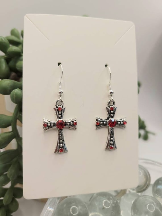 Rhinestone 2024 cross earrings