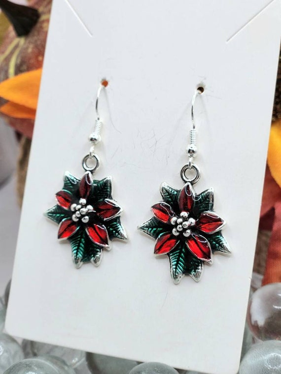 Poinsettia earrings deals