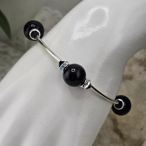 Black Swarovski Crystal Blessing Bracelet: Handmade Women&#39;s Jewelry