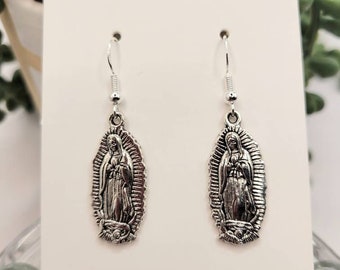 Our Lady of Guadalupe earrings. Religious jewelry. Gifts for her.