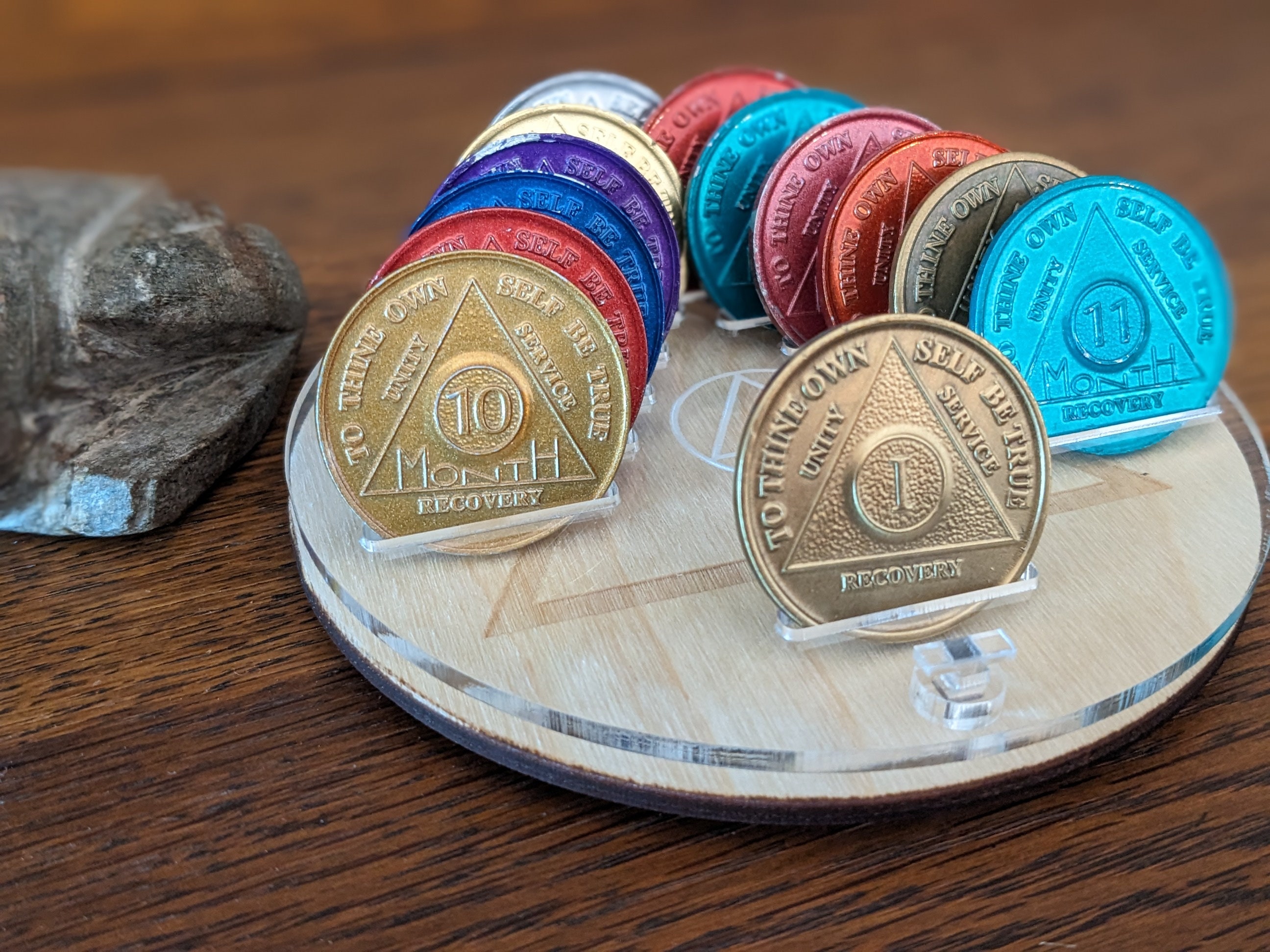 Wood Bottomed AA Chip Holder AA Coin Display Sobriety Gift Etsy