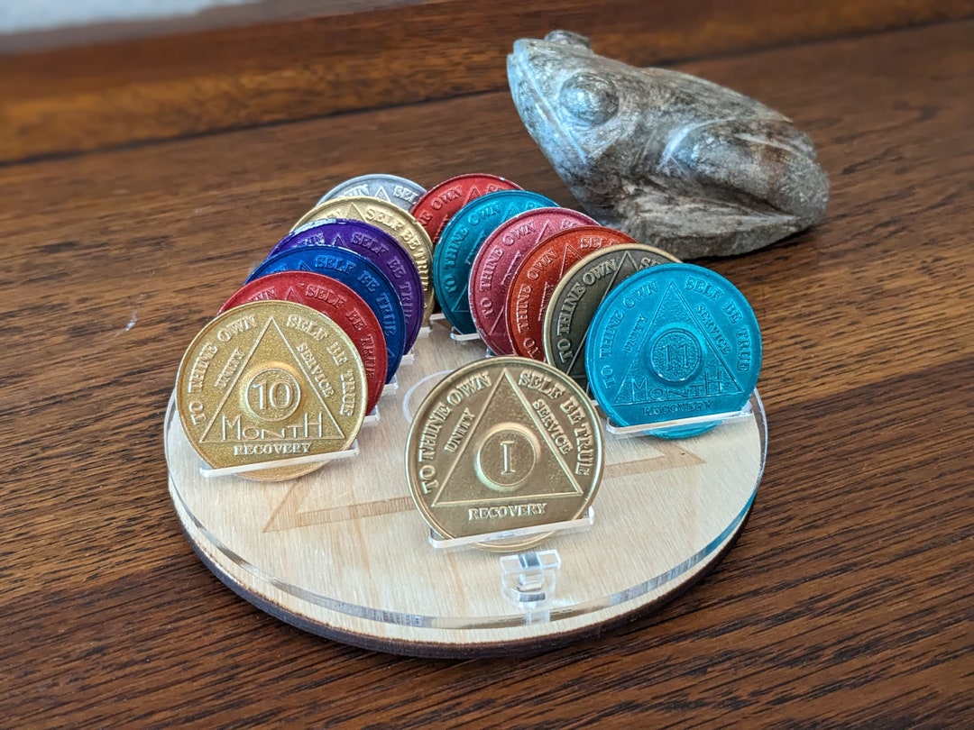 Wood Bottomed AA Chip Holder AA Coin Display Sobriety Gift Etsy