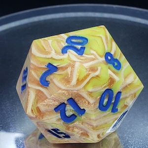 Crawling Corona - 50mm - White-Yellow Metallic Swirl - D20 – Chonk