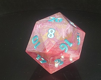 Meat Freezer - 50mm - Red-Pink-Purple Swirl - Percentile D20 – Chonk