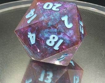Neutrino, Corrupted - 50mm - Translucent Purple with Blue Chameleon/Metallic Flake - D20 – Chonk