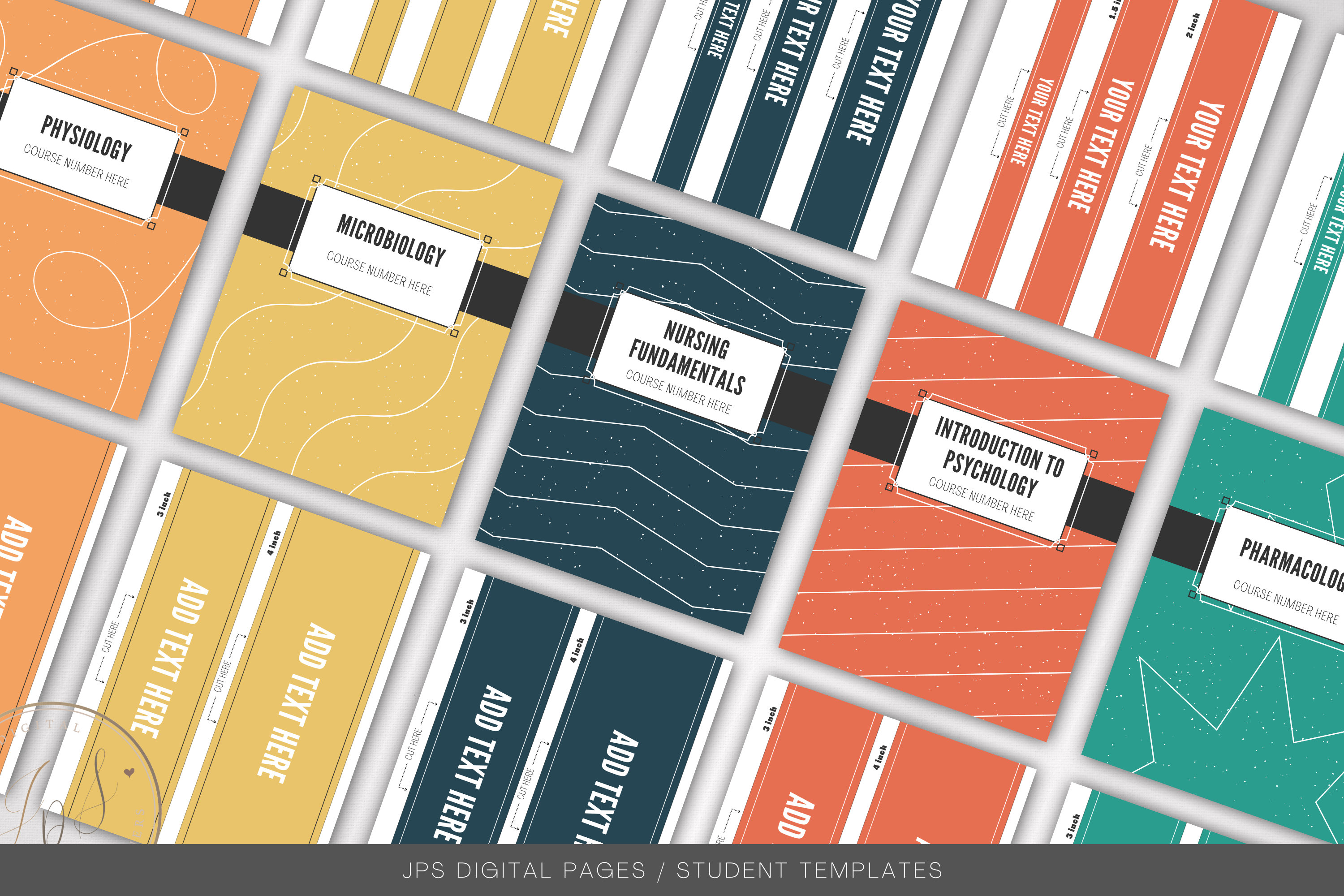 Binder Covers and Spine Template, Canva Printable Template, Editable