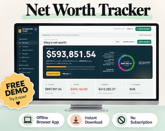 Net Worth Tracker and FIRE Calculator, Early Retirement Planner (Offline HTML Web App)