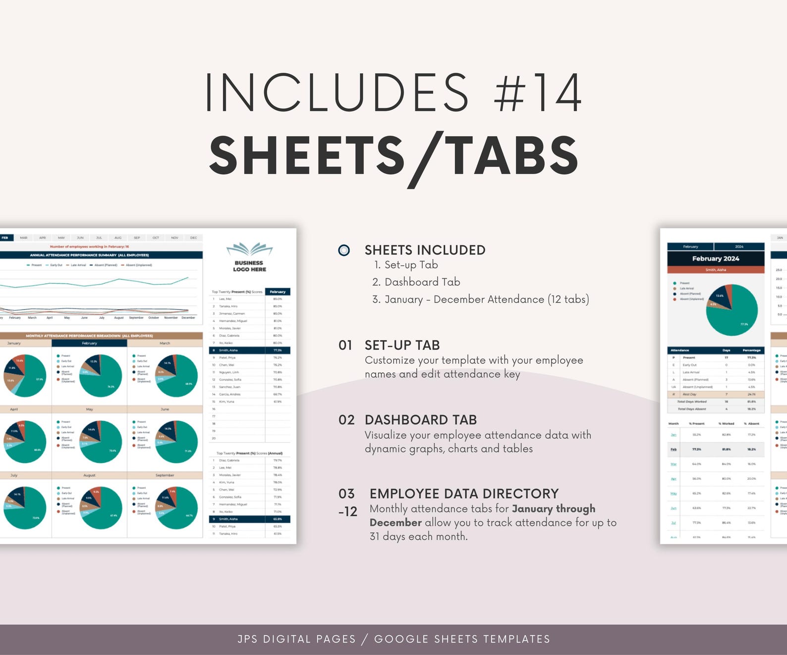 Employee Attendance Tracker: Google Sheets Template & Dashboard - Etsy