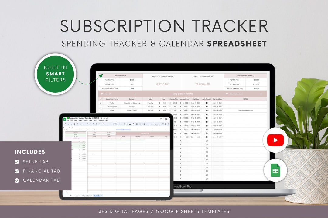 Subscription Tracker Template: Google Sheets, Membership Management ...