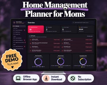 Ultimate Mom Binder, Family Planner, Household Organizer (HTML Web App)