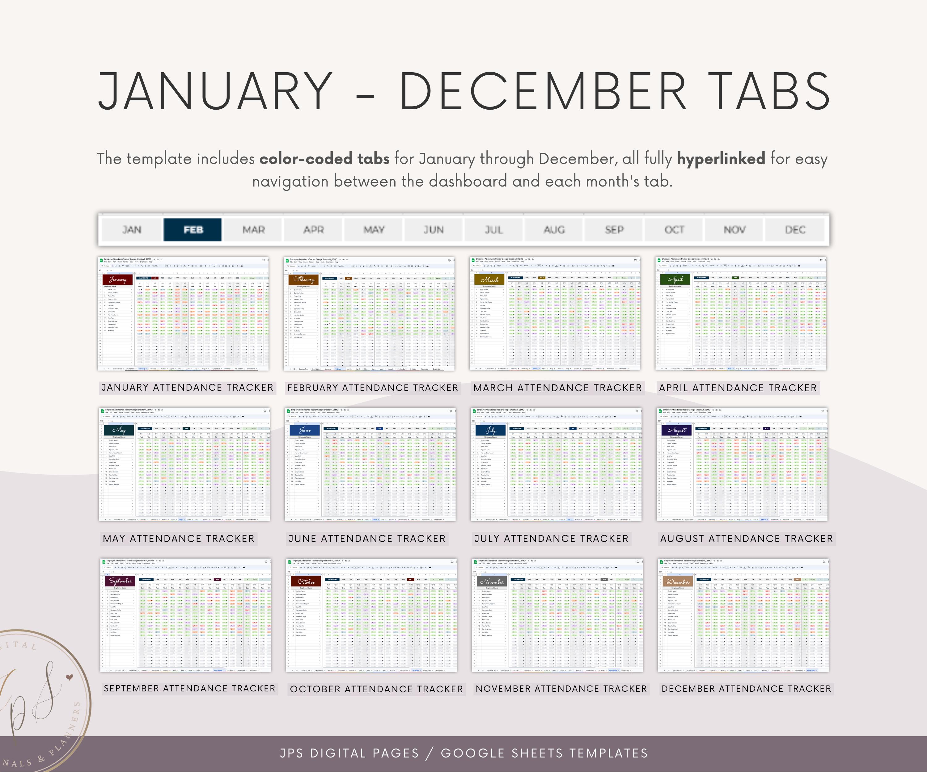 Employee Attendance Tracker: Google Sheets Template & Dashboard - Etsy