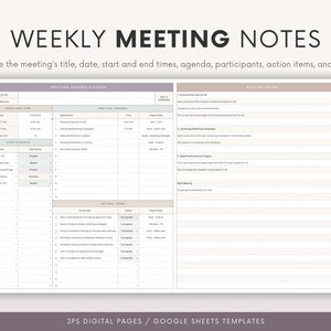 Weekly Meeting Notes Google Sheets Template Meeting Agenda, Minutes, and Action List Meeting Summary Dashboard Google Spreadsheet image 5