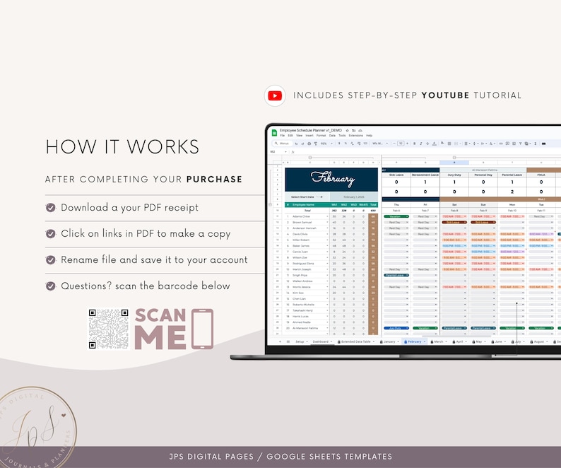 Employee Schedule Template & Dashboard Spreadsheet, Google Sheets