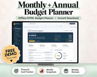 Monthly and Annual Budget Planner App, Offline Expense Tracker with Bank Import, Savings & Debt Tracker