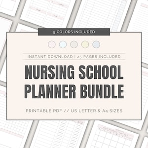 Planner per studenti infermieristici, appunti per la scuola infermieristica, planner accademico, modelli per infermieri