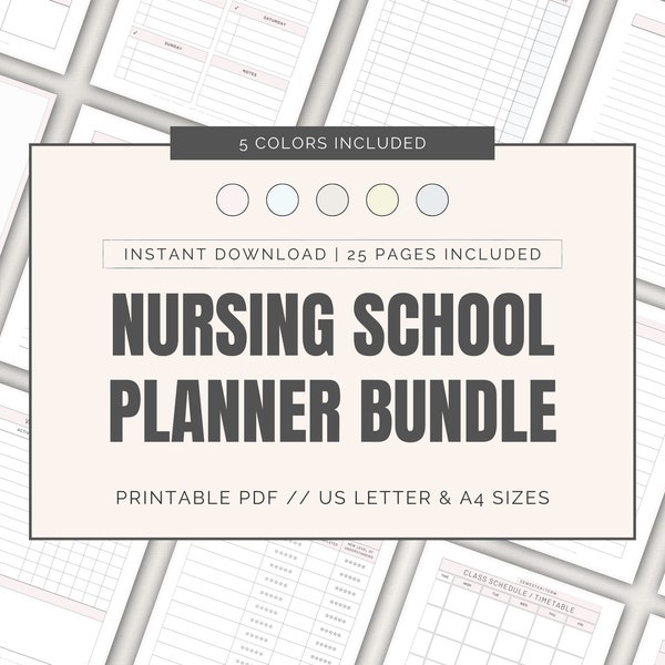 Nursing Student Planner, Nursing School Notes, Academic Planner, Nursing Templates