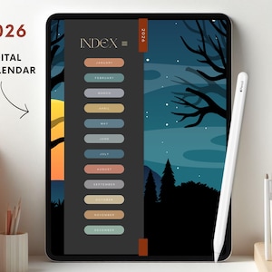 2026 Digital Planner: Hyperlinked PDF Calendar, Dark Mode (Goodnotes, Notability)