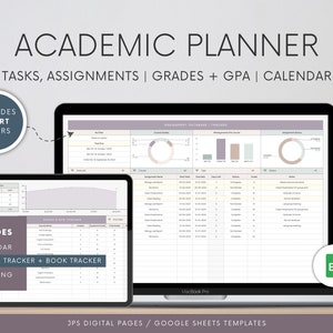 Student Academic Planner + Tracker  BUNDLE | Google Sheets Template | Assignment + Exam, Grades GPA Tracker | University Student Spreadsheet