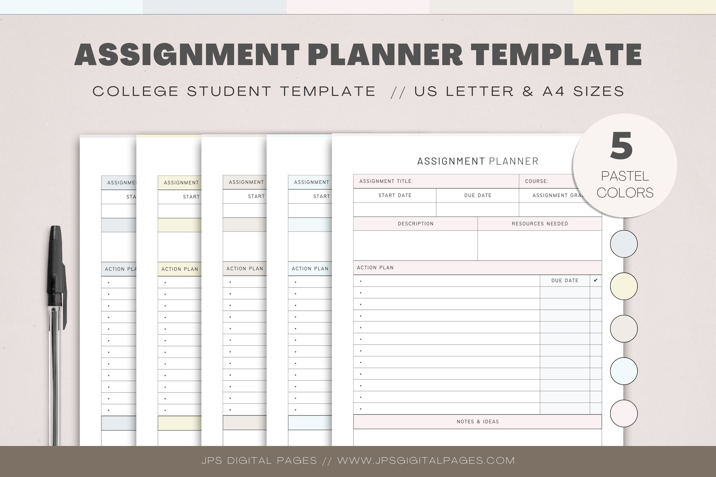 Semester Planner for Students, College, Highschool, Organization List Class  Schedule Assignments Information 