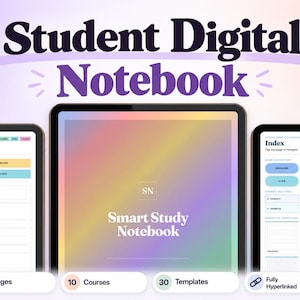 Digital Notebook Template for iPad GoodNotes and Notability Hyperlinked Course Notes & 500+ Bonus Stickers