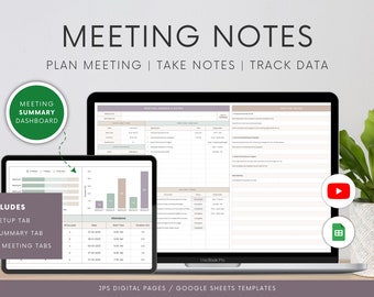 Weekly Meeting Notes | Google Sheets Template | Meeting Agenda, Minutes, and Action List | Meeting Summary Dashboard | Google Spreadsheet