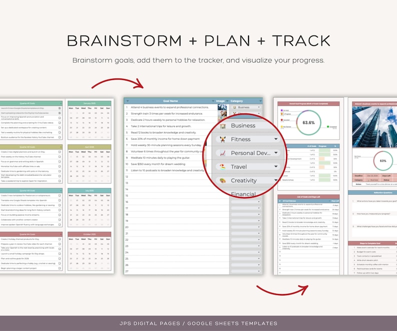 Goal Planner & Tracker: Customizable Google Sheets Template - Etsy