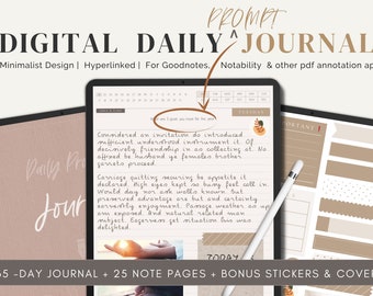 Prompt Daily Digital Journal: Boho Chic, GoodNotes & Notability (PDF)
