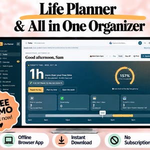 Life Planner, All in One Digital Planner, Offline HTML Web App