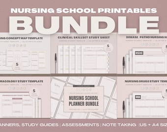 Nursing School Printable Note Template BUNDLE, Blank Note Taking Templates, Med-Surg, Disease, Pharmacology, Concept Map, SBAR Report