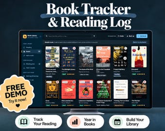 Book Tracker and Reading Log, Library Organizer, Offline HTML Web App
