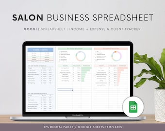 Salon Business Bookkeeping Google Sheets Template: Income & Client Tracker
