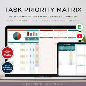 Priority Tracker Eisenhower Matrix, Google Sheets Template, Priority Task Management, Spreadsheet Tasks Prioritization, Task Decision Matrix