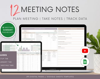 Twelve (12) Weekly Meeting Notes | Google Sheets Template | Meeting Agenda, Minutes, & Action List | Meeting Dashboard | Google Spreadsheet