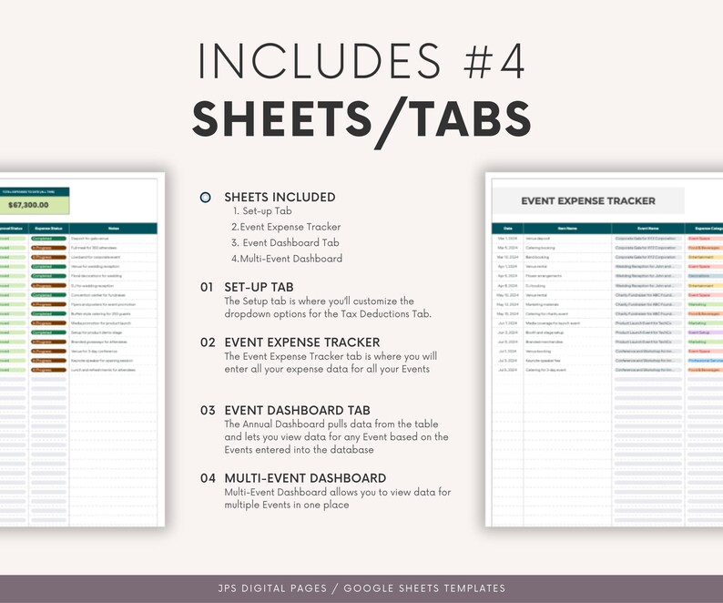 Event Expense Tracker: Google Sheets Template With Dashboard - Etsy