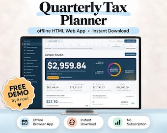 Quarterly Tax Planner, Self Employed Estimated Tax Calculator, Offline HTML Web App