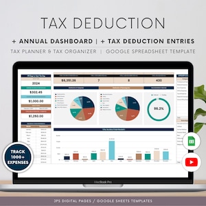 Tax Deduction Tracker: Google Sheets Template, Business Tax Planning (2024/2025)