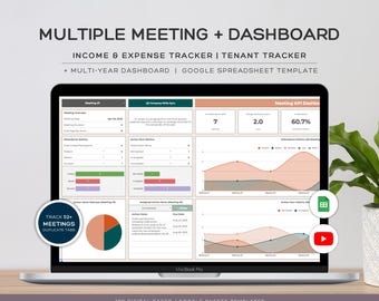 Team Meeting KPI Dashboard: Google Sheets Template for Teams (Digital Download)