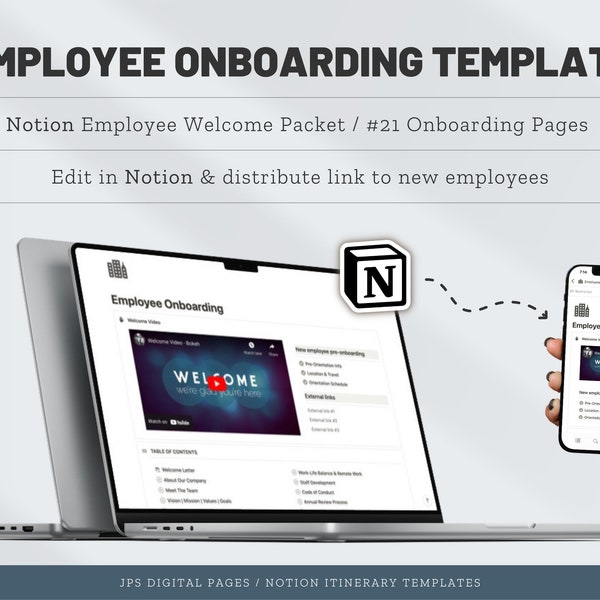 Notion Employee Handbook | Notion Onboarding Template | Notion Welcome Packet | New Employee Onboarding Notion Webpage