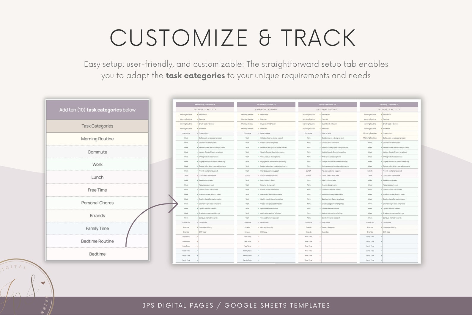 Time Blocking Planner Spreadsheet: Weekly & Monthly Schedule (google ...