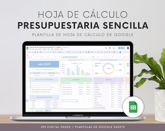 Plantilla de presupuesto mensual simple / Plantilla de Google Sheets / Seguimiento de ingresos y gastos / Plantilla de planificación