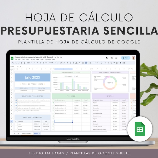 Plantilla de presupuesto mensual einfach | Plantilla de Google Sheets | Seguimiento de ingresos y gastos | Plantilla de planificación