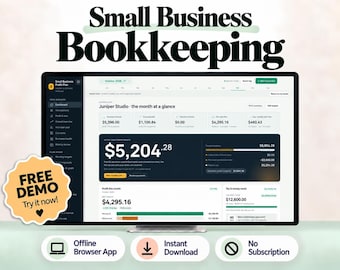 Small Business Bookkeeping, Profit and Loss, Expense Tracker - Offline HTML Web App