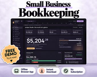 Small Business Bookkeeping, Profit and Loss, Expense Tracker - Offline HTML Web App