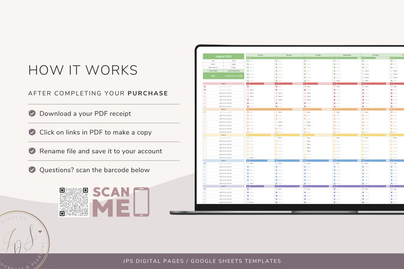 Monthly Calendar Spreadsheet Template Google Sheets Template Etsy