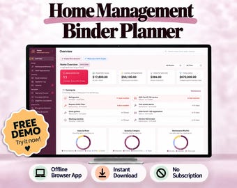 Home Management Binder Planner, Maintenance Tracker, Inventory (HTML App)
