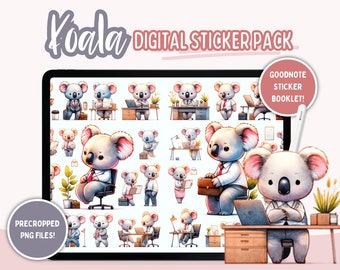 Cute Koala Sticker Pack - Digital Planner Stickers - Digital Sticker Sheet - GoodNotes Sticker Booklet - Koala Sticker Bundle